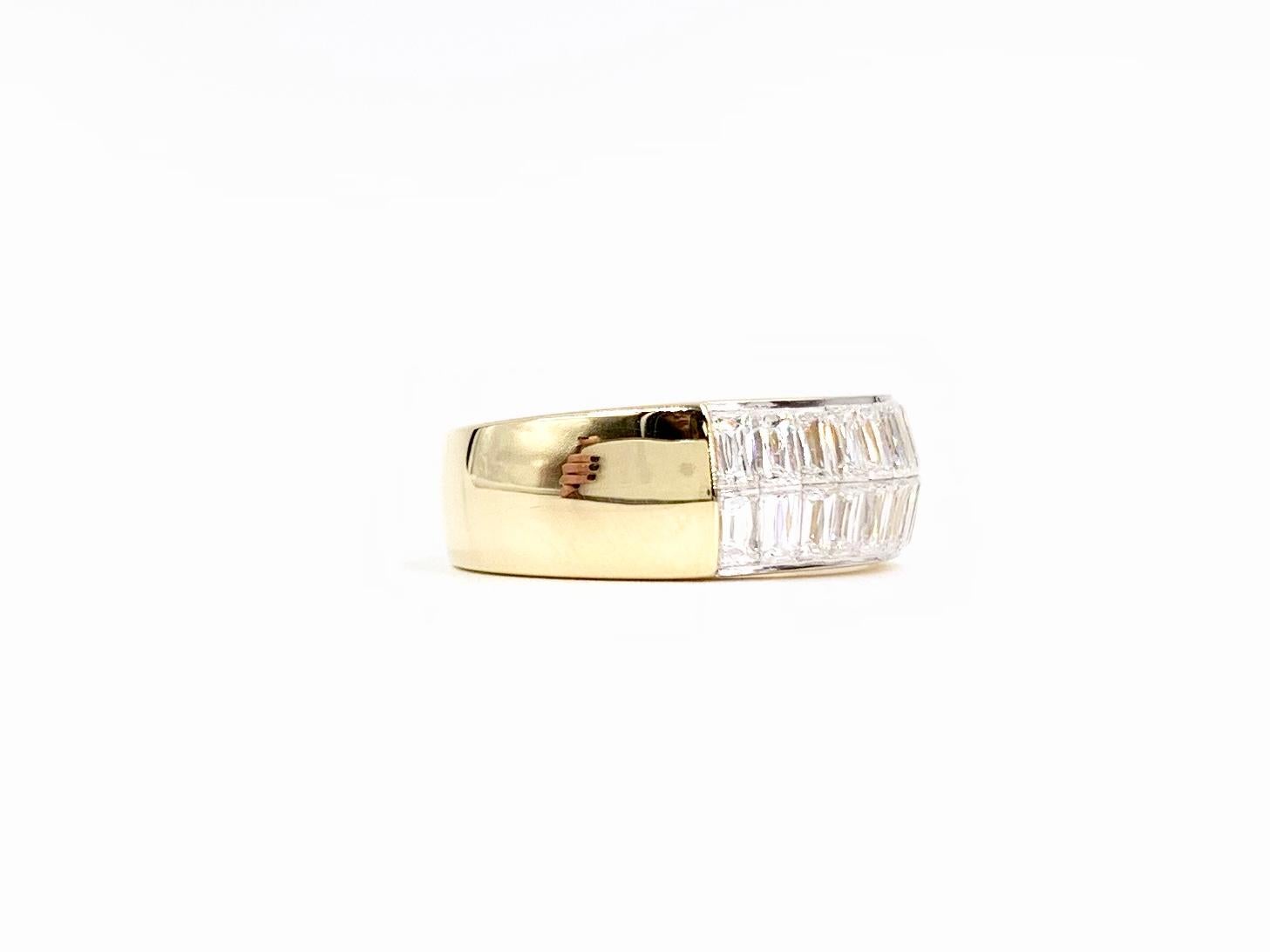 Contemporary 18 Karat Wide Baguette Band Ring For Sale