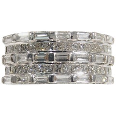 18 Karat Wide Diamond Ring White Gold