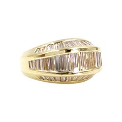 18 Karat Wide Three-Row Baguette Diamond Band Ring 18 Karat Wide Three-Row Baguette Diamond Band Ring