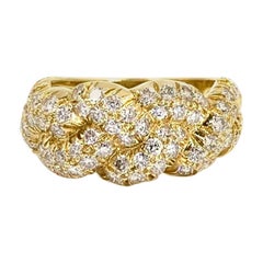 Vintage 18 Karat Wide Twisted Diamond Ring