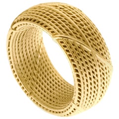 18 Karat Wide Unisex Textured Unique Contemporary Statement Wedding Ring