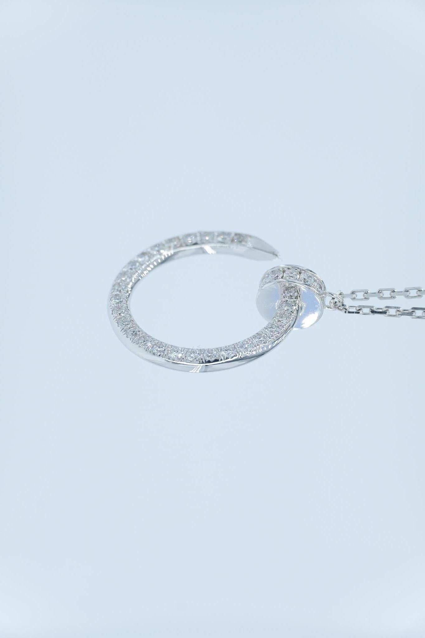 Contemporary Cartier 18 Carats White Gold Juste Un Clou pendant  with 0.38 Carats Diamonds
