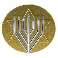 18 Karat Gelb- und 18 Karat Weißgold Judaica Kunst Siegelring