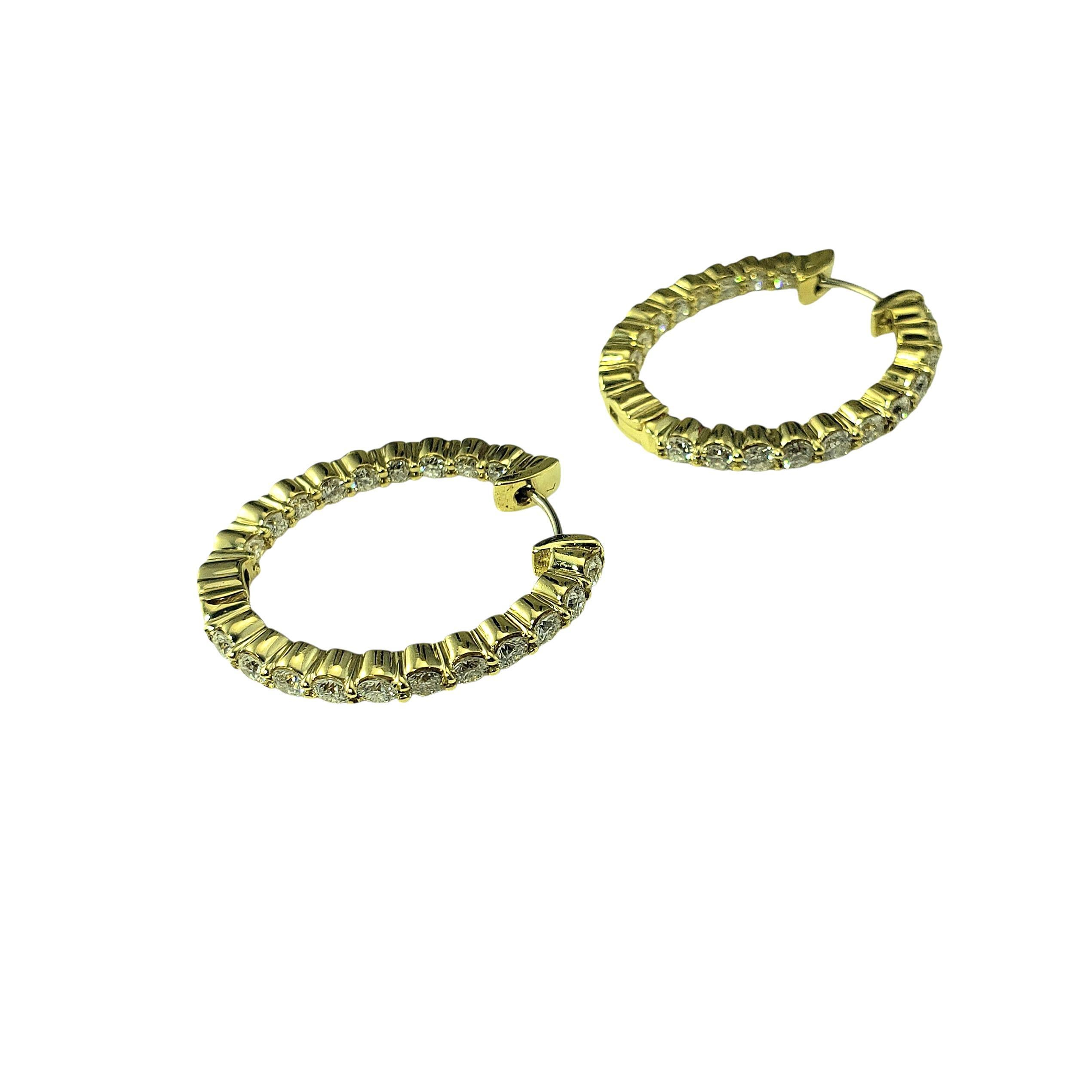 Contemporary 18 Karat Yellow and Diamond Inside Out Hoop Earrings #22266 For Sale
