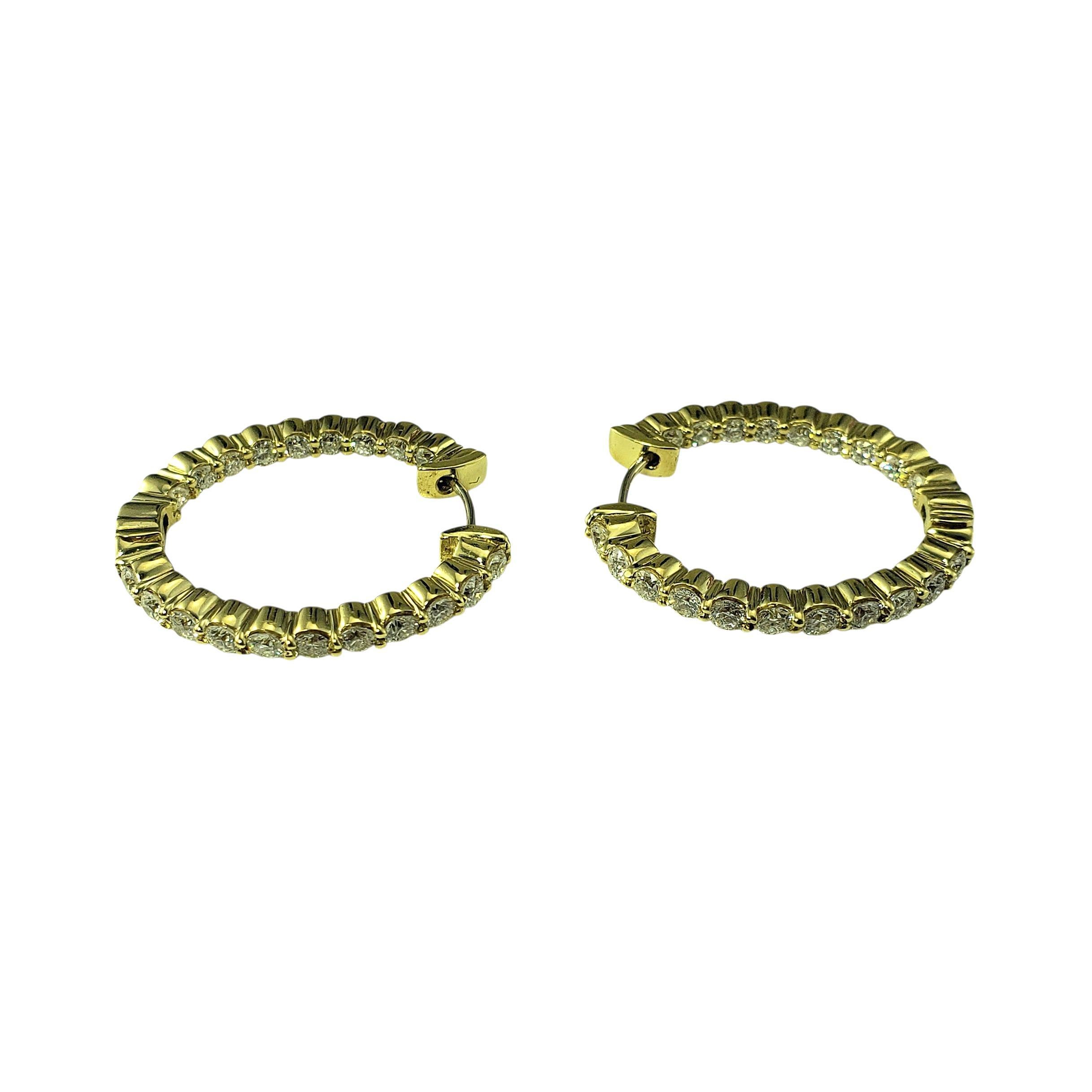 Brilliant Cut 18 Karat Yellow and Diamond Inside Out Hoop Earrings #22266 For Sale