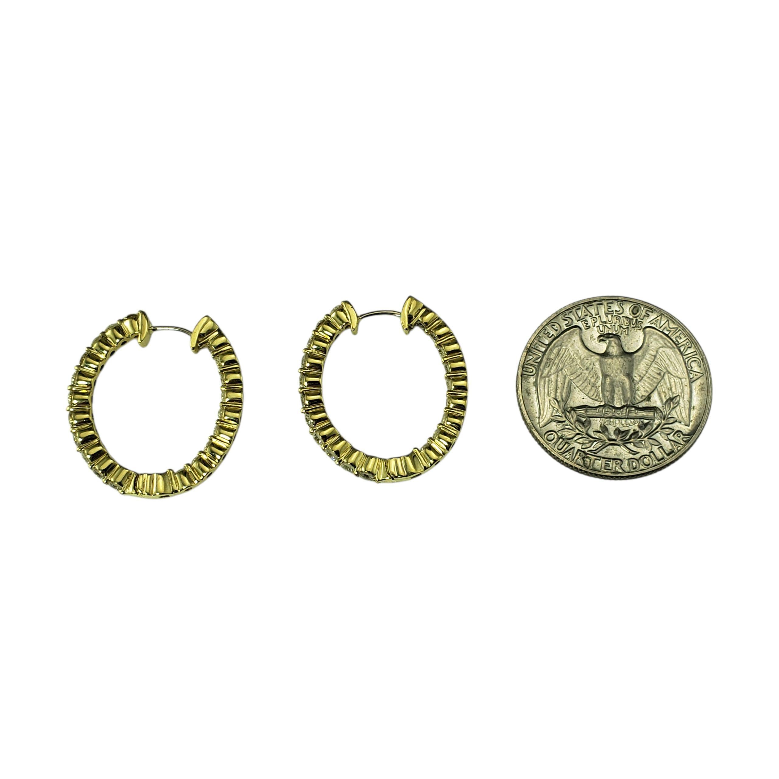 18 Karat Yellow and Diamond Inside Out Hoop Earrings #22266 For Sale 1