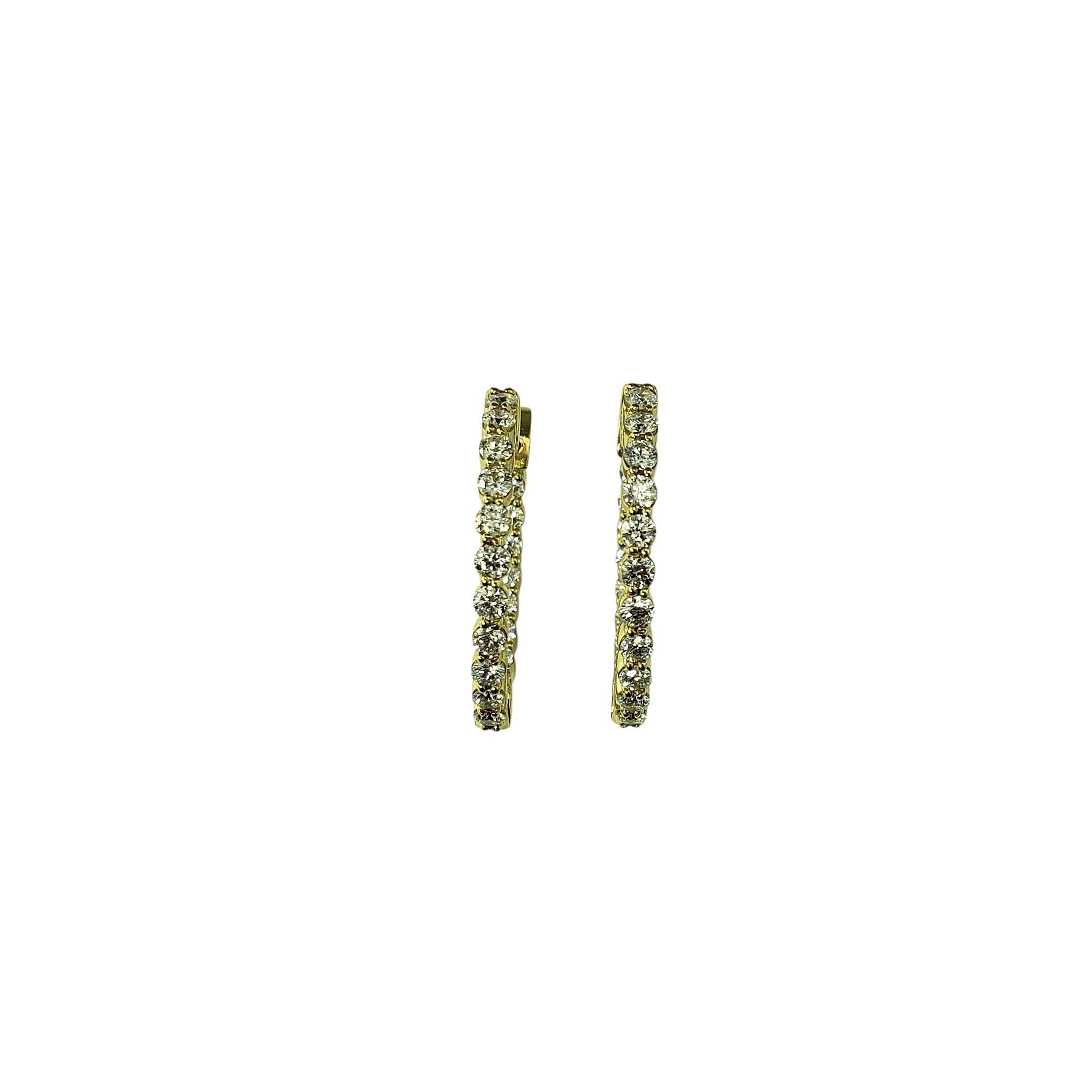 18 Karat Yellow and Diamond Inside Out Hoop Earrings #22266 For Sale
