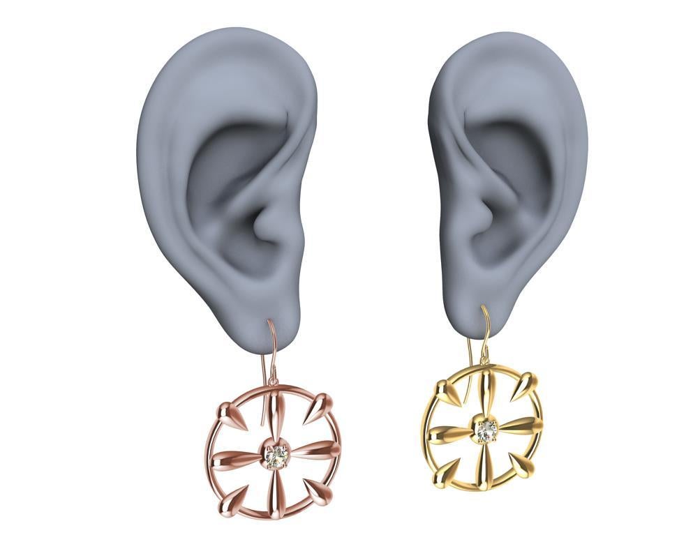 Boucles d'oreilles en goutte en or jaune et rose 18 carats et diamants certifiés GIA Neuf - En vente à New York, NY