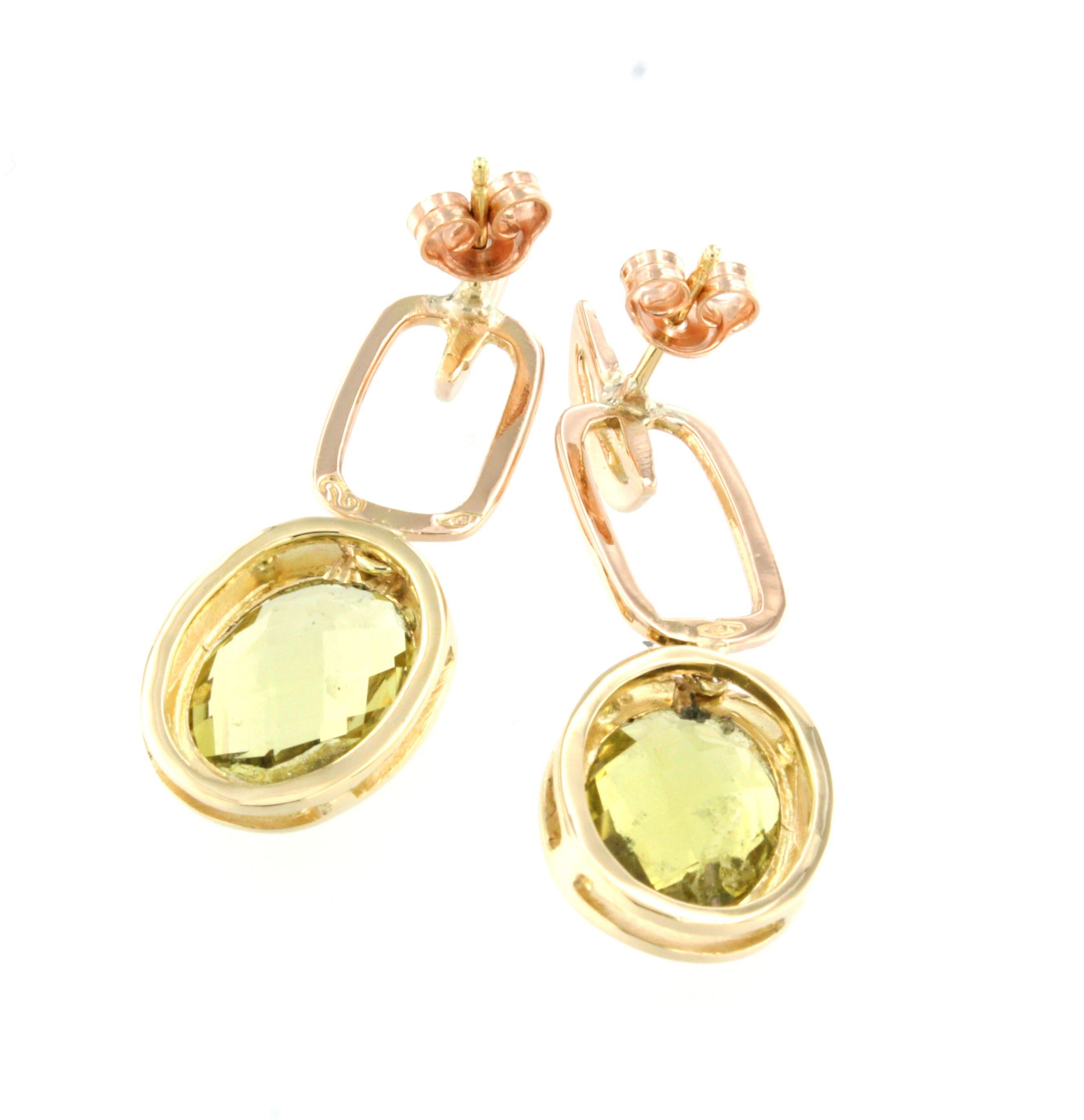 18 Karat Yellow And Rose Gold with Lemon Quartz Earrings In New Condition For Sale In GALLARATE, IT