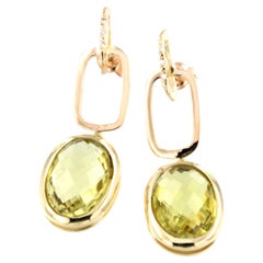 Boucles d'oreilles en or jaune et rose 18 carats avec quartz citron