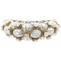 Bracelet jonc en or jaune 18 carats et platine avec diamants, années 1960