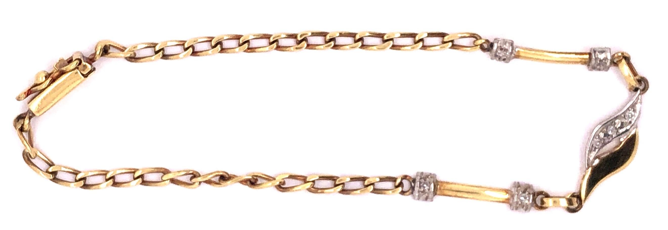 Moderne Bracelet à maillons fantaisie en or jaune et blanc 18 carats en vente