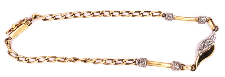 Modern 18 Karat Yellow and White Gold Fancy Link Bracelet For Sale
