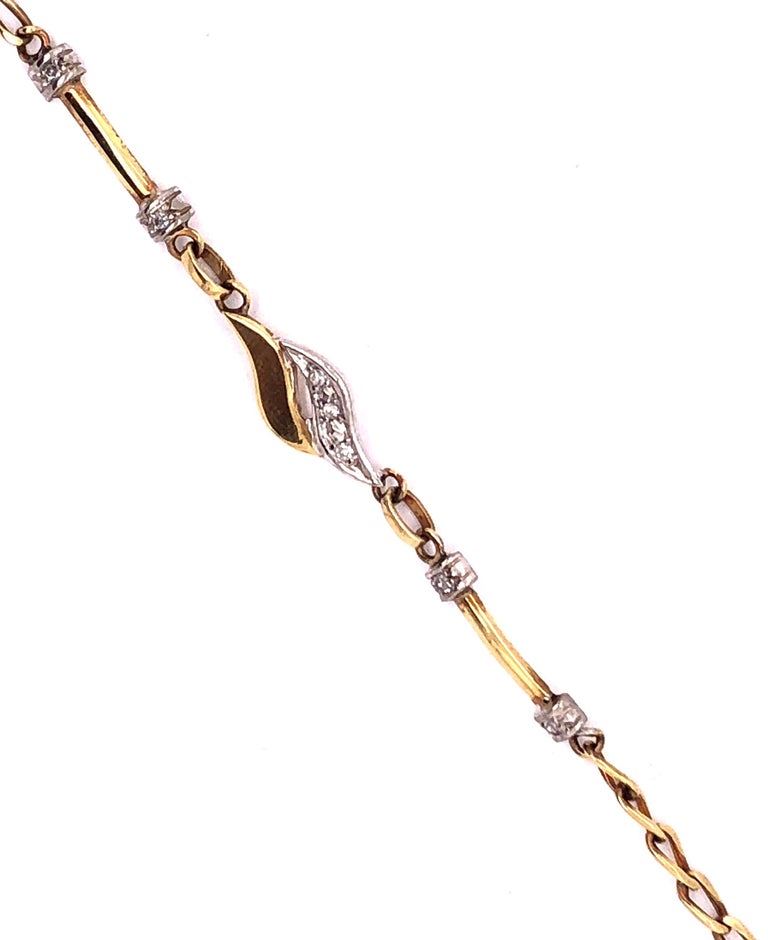 18 Karat Yellow and White Gold Fancy Link Bracelet In Good Condition For Sale In Stamford, CT