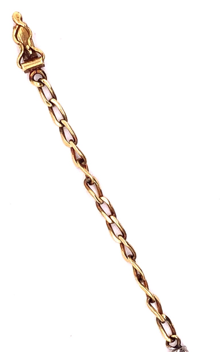 18 Karat Yellow and White Gold Fancy Link Bracelet For Sale 1