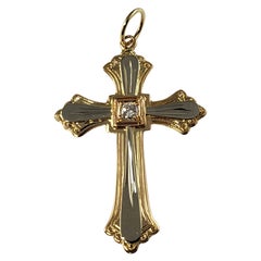 18 Karat Yellow and White Gold and Diamond Cross Pendant