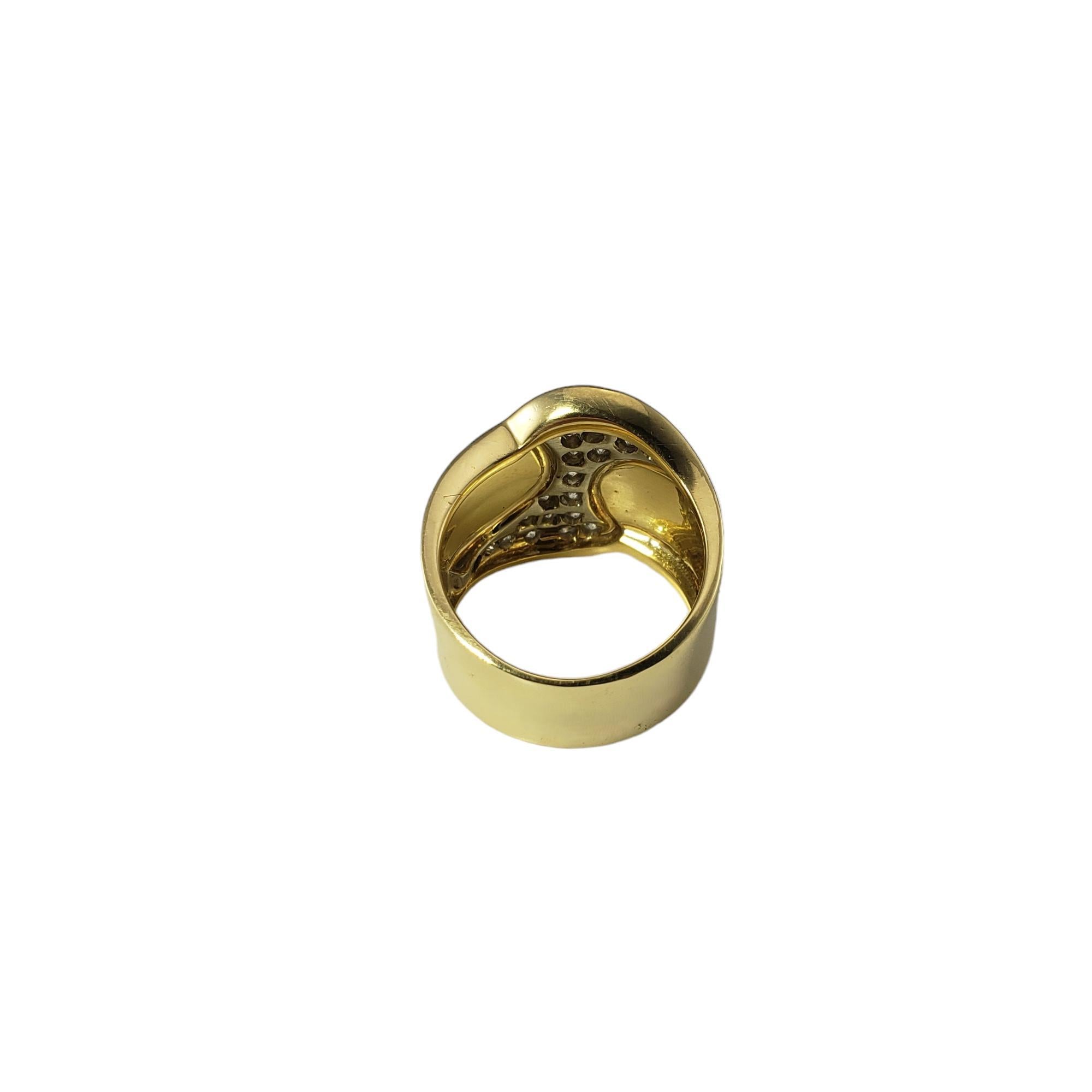 18 Karat Yellow and White Gold and Diamond Wide Band Ring Size 7 #17591 In Good Condition For Sale In Washington Depot, CT