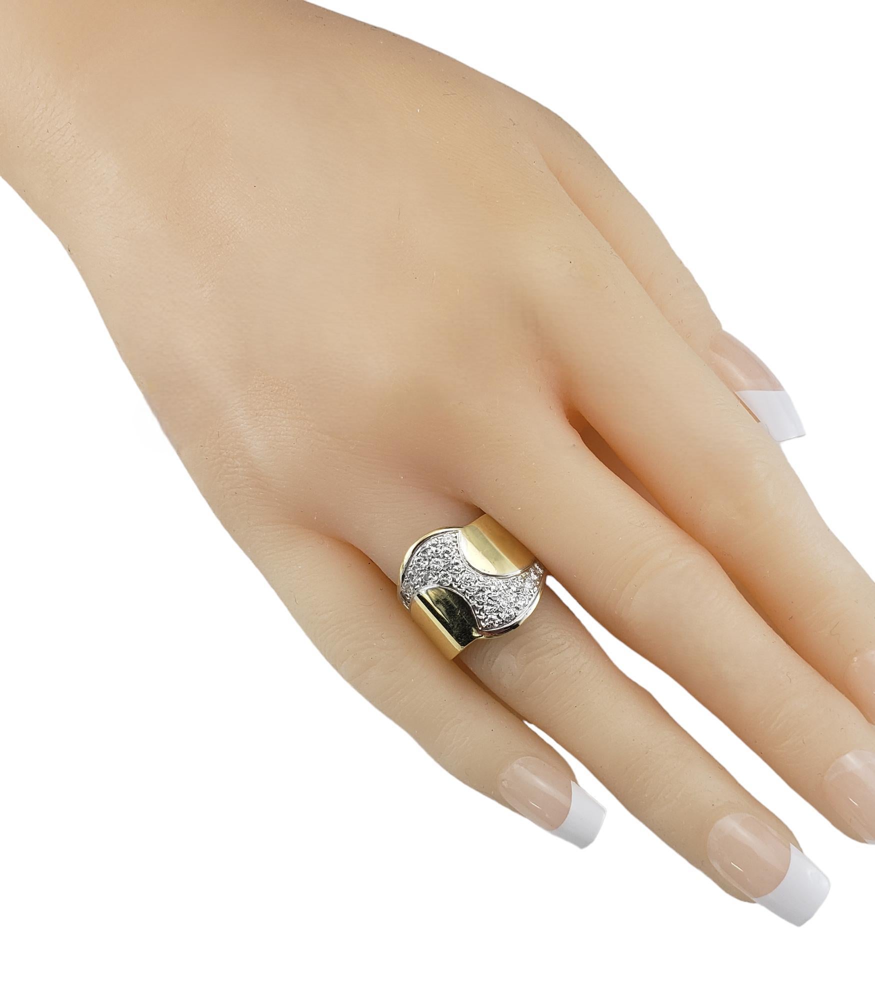 18 Karat Yellow and White Gold and Diamond Wide Band Ring Size 7 #17591 For Sale 1