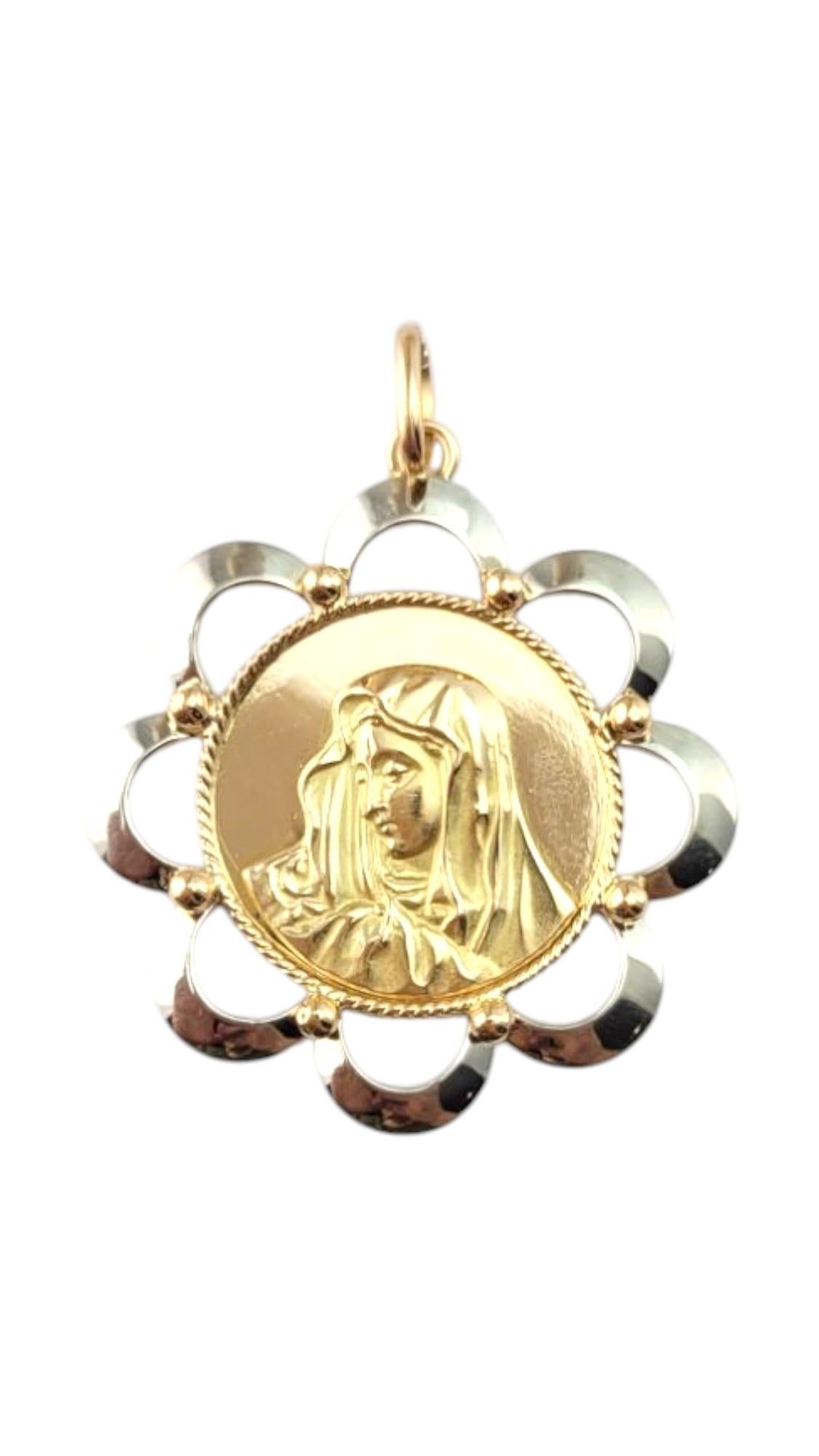 Colgante de oro amarillo y blanco de 18 quilates para la Virgen #21273