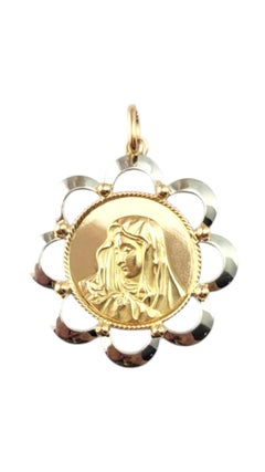 Colgante de oro amarillo y blanco de 18 quilates para la Virgen #21273