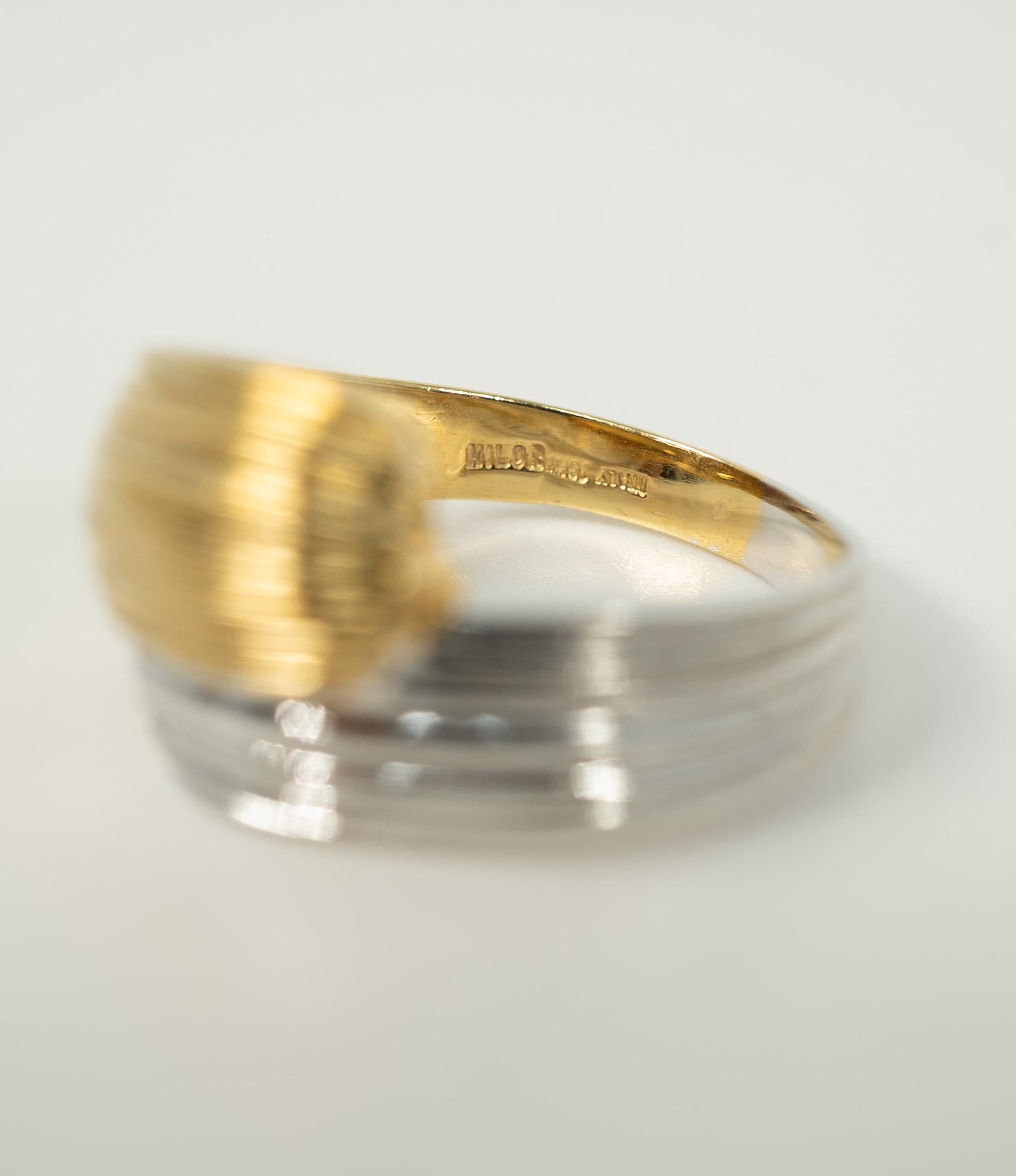 Women's or Men's 18 Karat Yellow and White Gold Bypass Ring