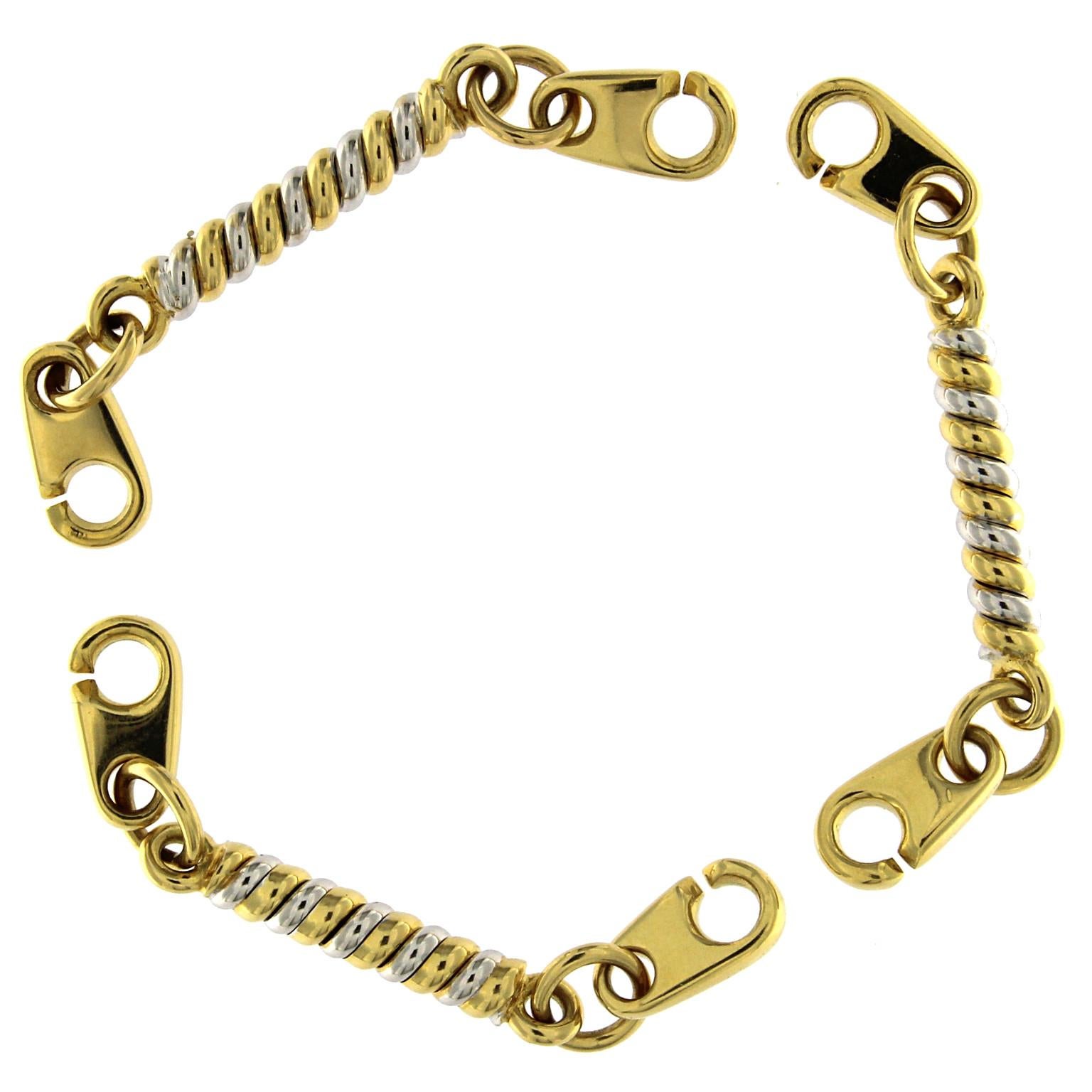 Bracelet à chaîne en or jaune et blanc 18 carats à effet massif Neuf - En vente à Milano, Lombardia