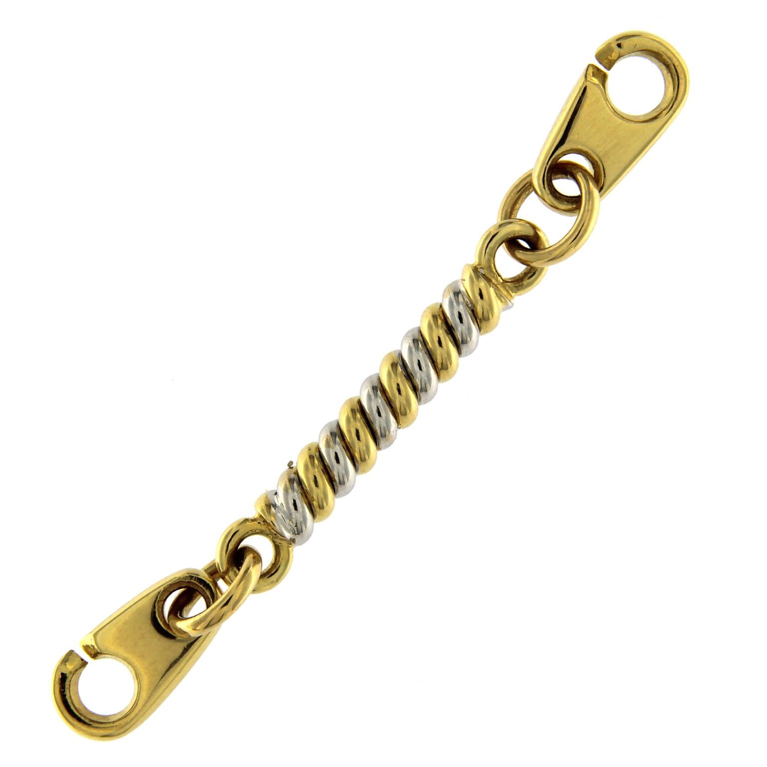 Bracelet à chaîne en or jaune et blanc 18 carats à effet massif Unisexe en vente