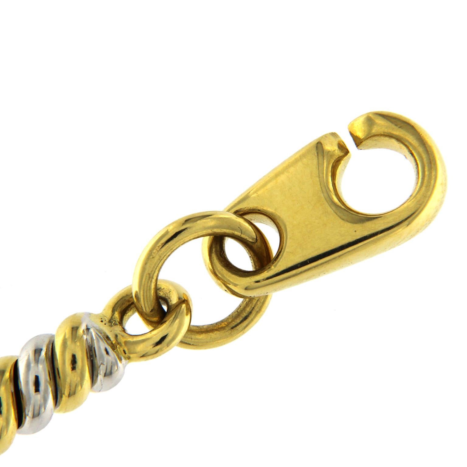 Bracelet à chaîne en or jaune et blanc 18 carats à effet massif en vente 2