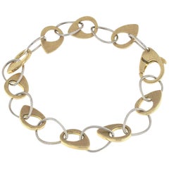 18 Karat Yellow and White Gold Chain Massif Effect Bracelet