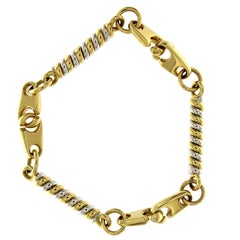 18 Karat Yellow and White Gold Chain Massif Effect Bracelet