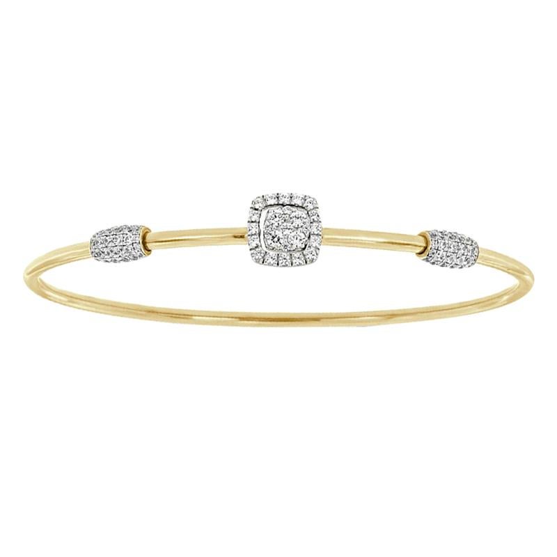 18 Karat Yellow and White Gold CushionFlex Halo Diamond Bangle '4/5 Carat'