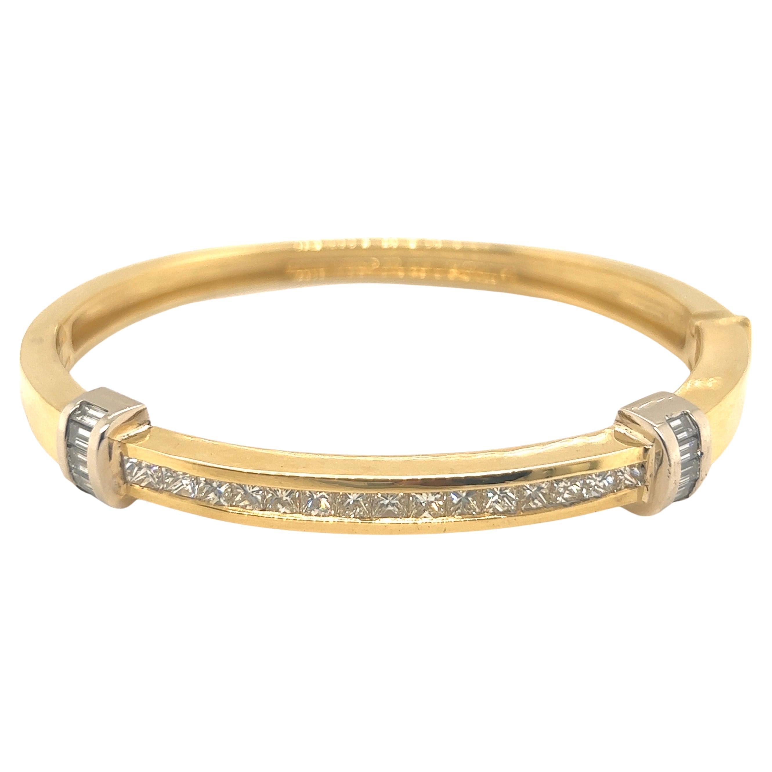 Yellow Gold and Diamond Bangle For Sale at 1stDibs