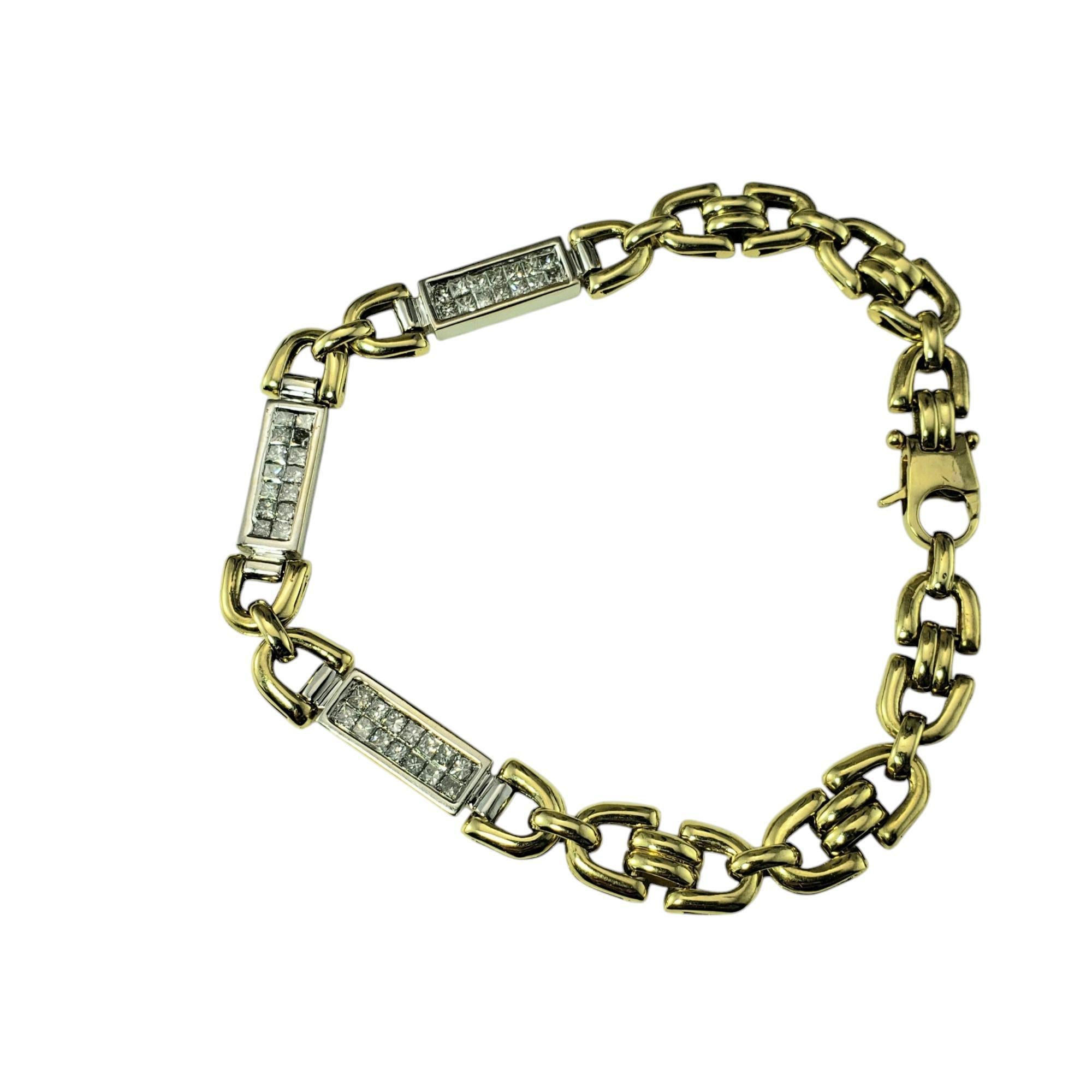 Contemporary 18 Karat Yellow and White Gold Diamond Bar Link Bracelet #20248 For Sale