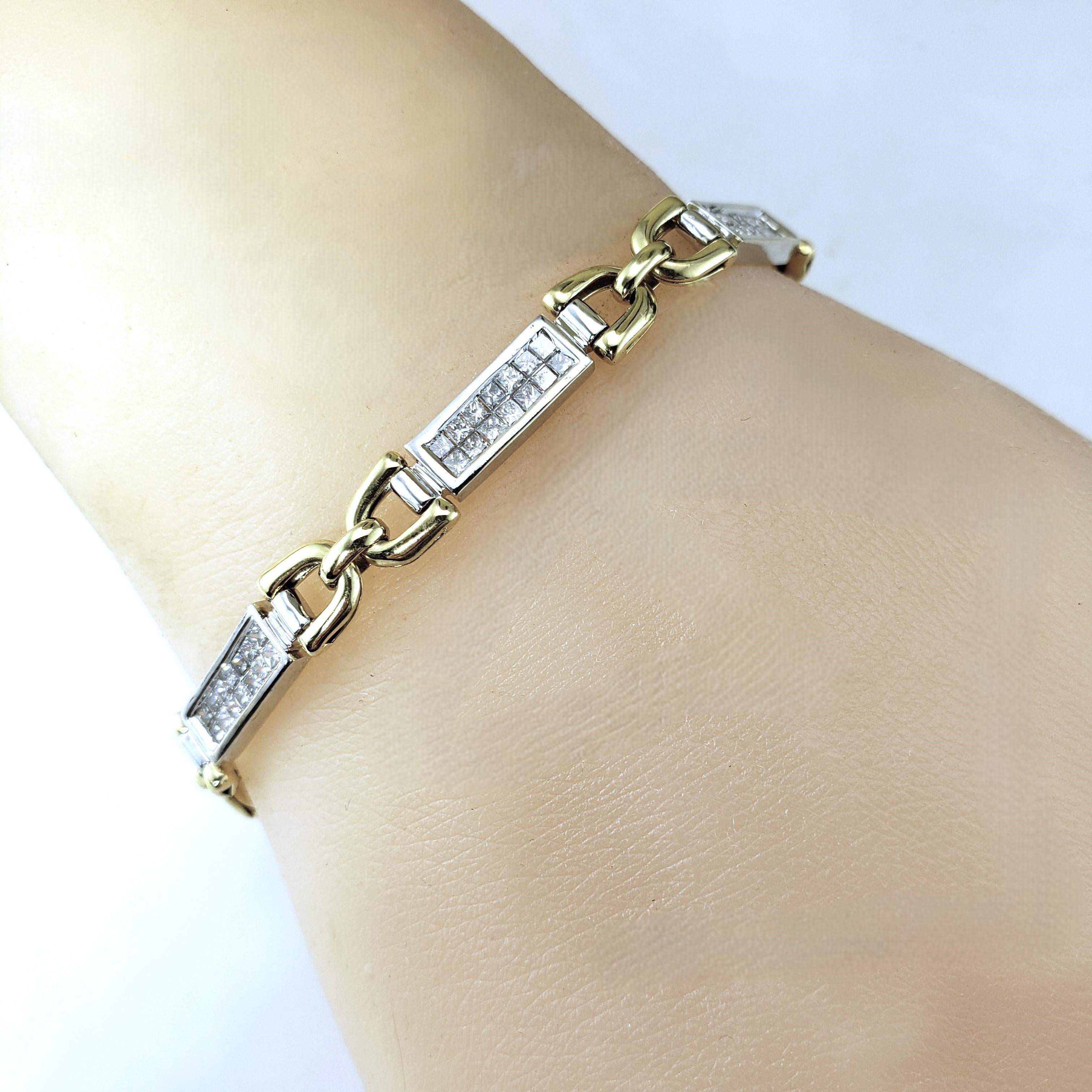 Women's 18 Karat Yellow and White Gold Diamond Bar Link Bracelet #20248 For Sale