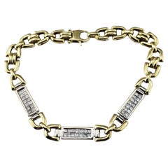 18 Karat Gelb- und Weißgold Diamant-Barren-Link-Armband #20248