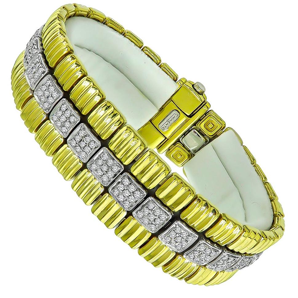 18 Karat Gelb- und Weißgold Diamant-Armband im Angebot