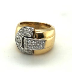 18 Karat Yellow and White Gold Diamond Buckle Band Ring