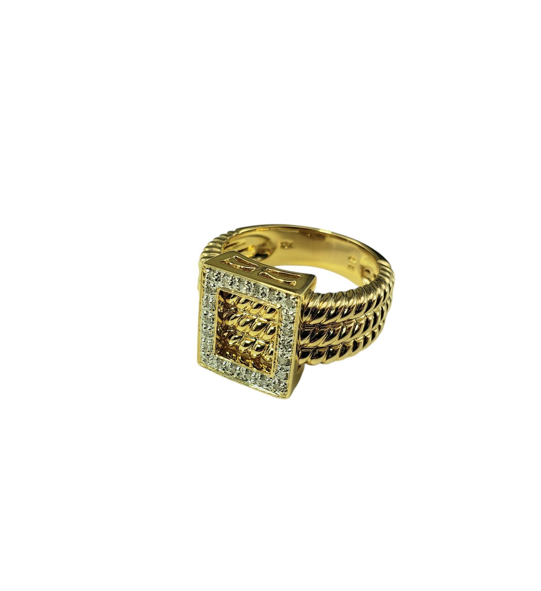 Single Cut 18 Karat Yellow and White Gold Diamond Buckle Ring Size 9 #18810 For Sale