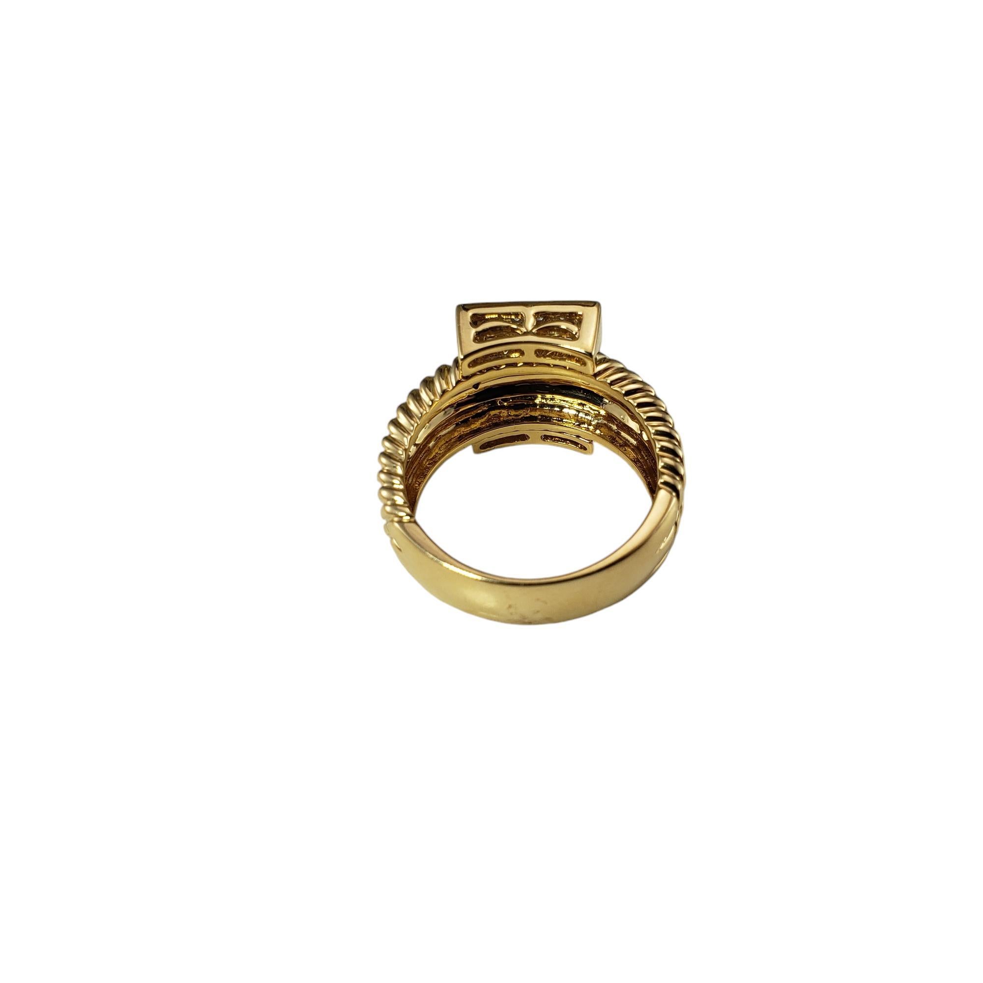 18 Karat Yellow and White Gold Diamond Buckle Ring Size 9 #18810 In Good Condition For Sale In Washington Depot, CT