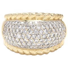 Retro 18 Karat Yellow and White Gold Diamond Dome Ring