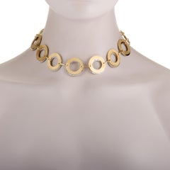 18 Karat Yellow and White Gold Diamond Double Circle Link Collar Necklace
