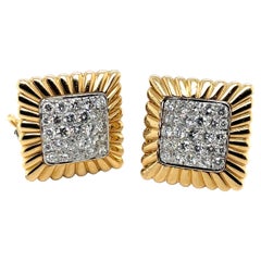 18 Karat Yellow and White Gold Diamond Earrings, circa 1960s