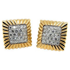 18 Karat Yellow and White Gold Diamond Earrings, circa 1960s