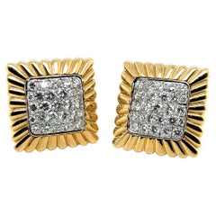 18 Karat Yellow and White Gold Diamond Earrings, circa 1960s