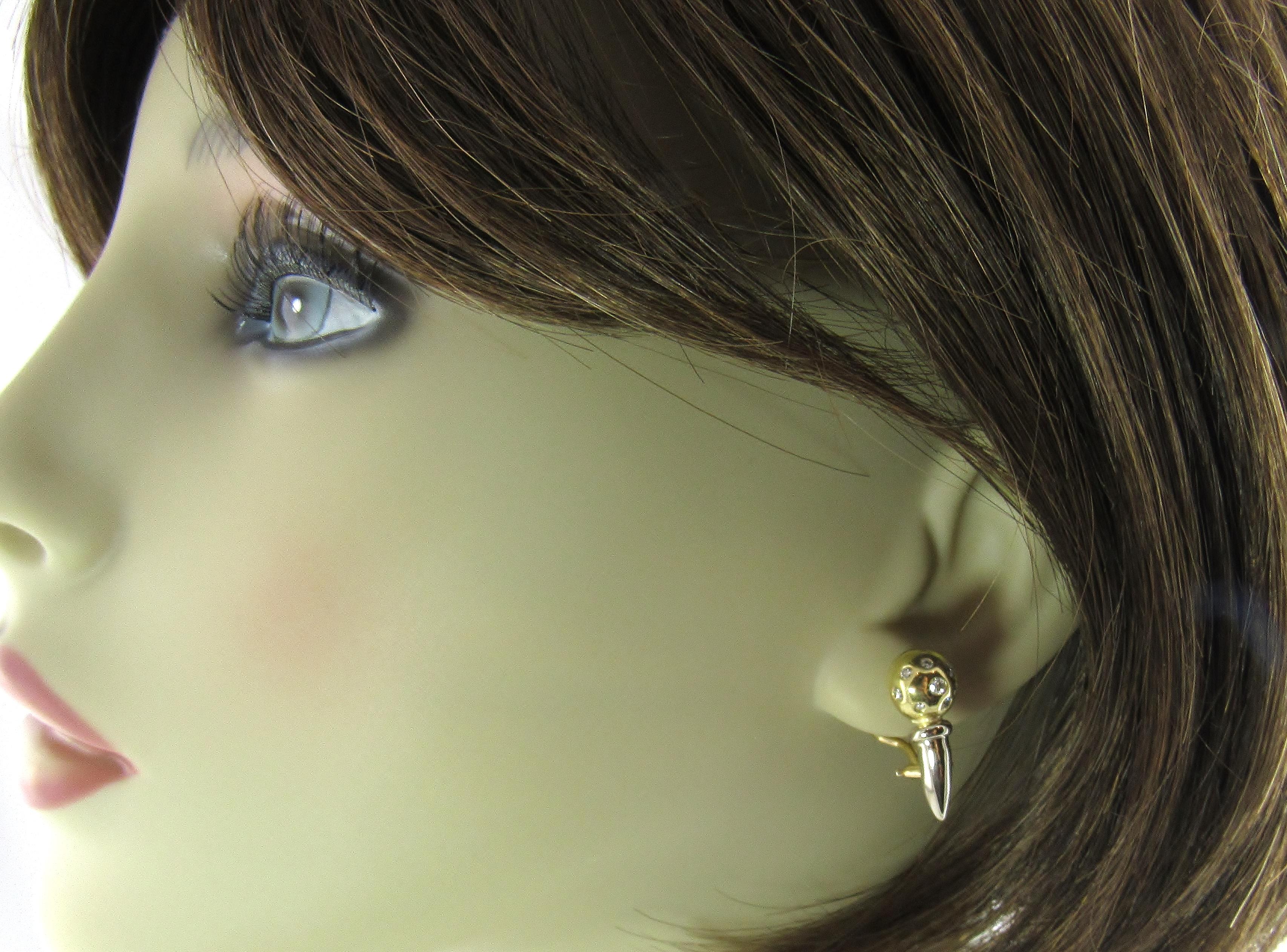 18 Karat Yellow and White Gold Diamond Earrings 2