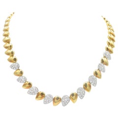 Collier ras du cou en or jaune et blanc 18 carats avec diamants