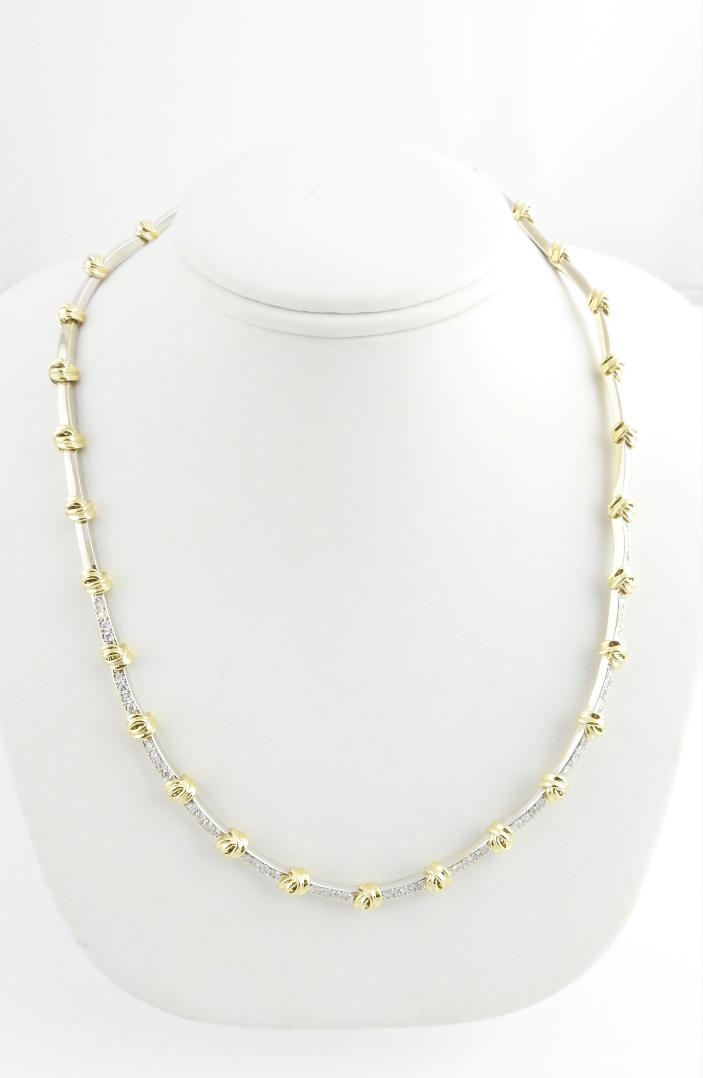18 Karat Yellow and White Gold Diamond Necklace 5