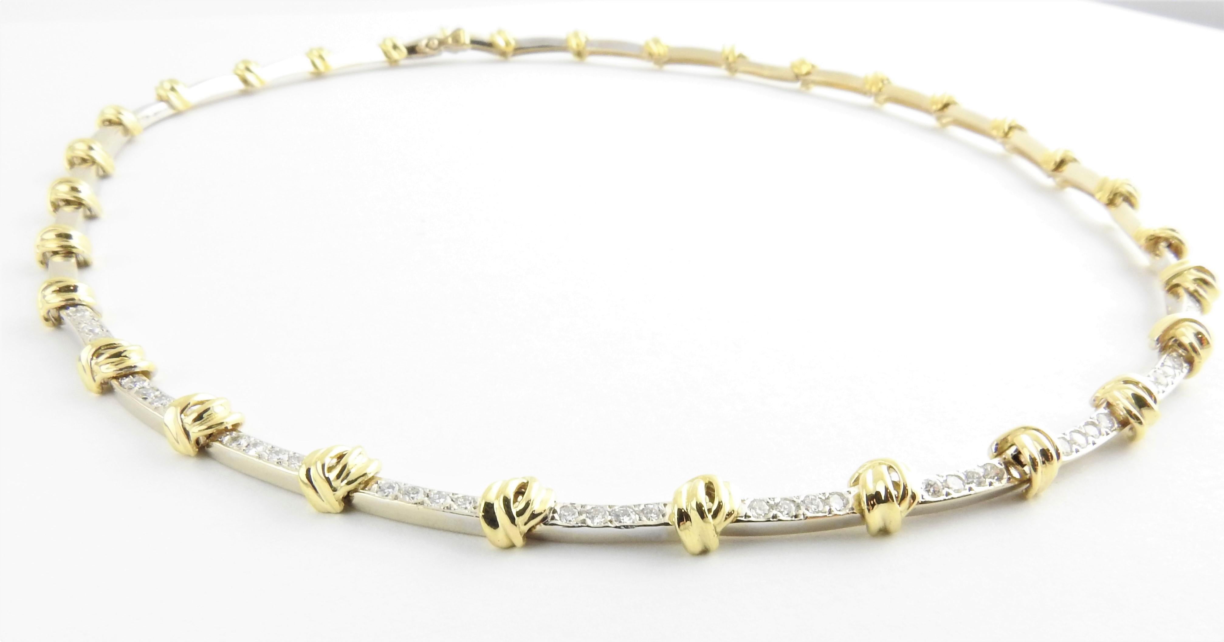 Round Cut 18 Karat Yellow and White Gold Diamond Necklace