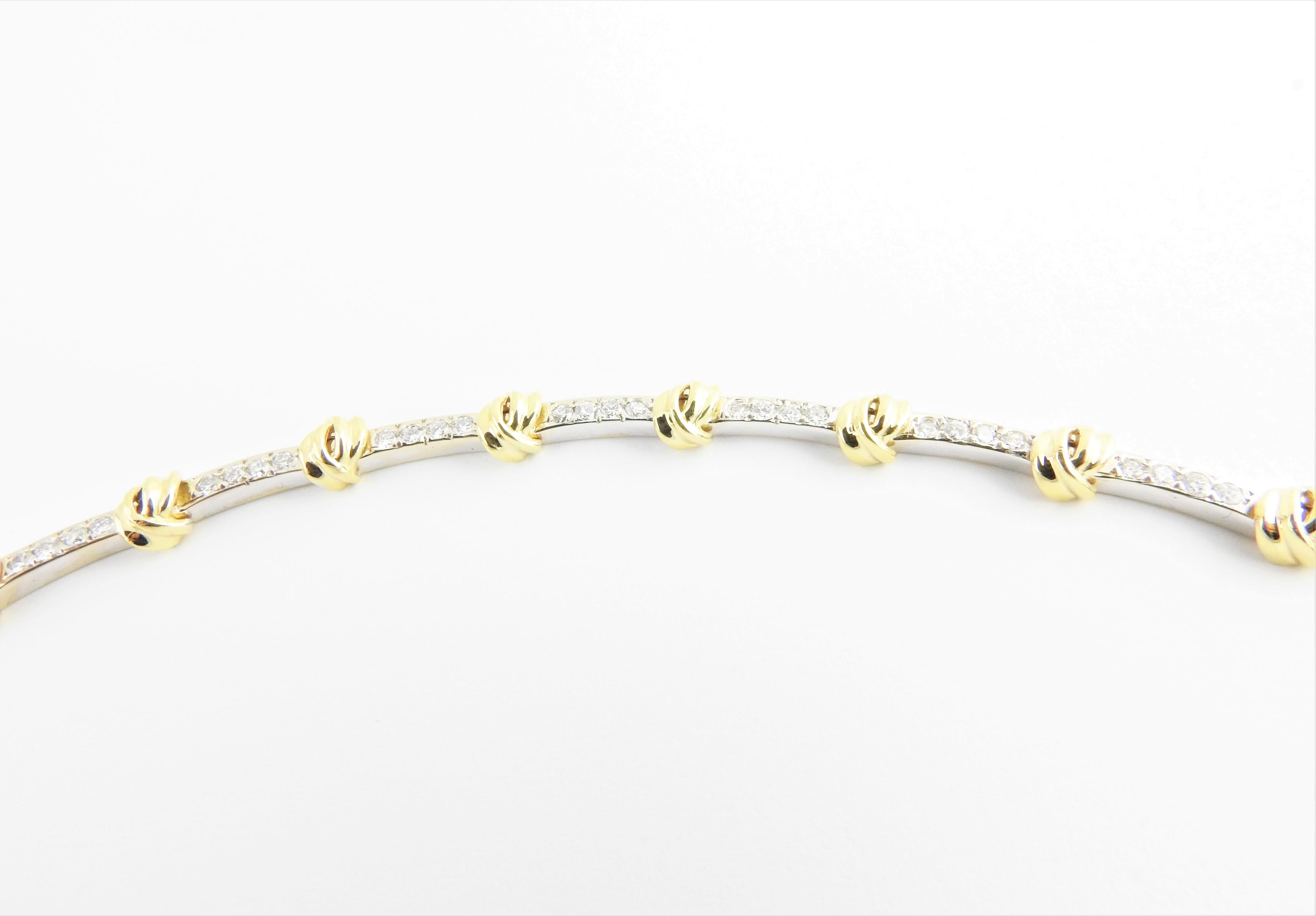 18 Karat Yellow and White Gold Diamond Necklace 2