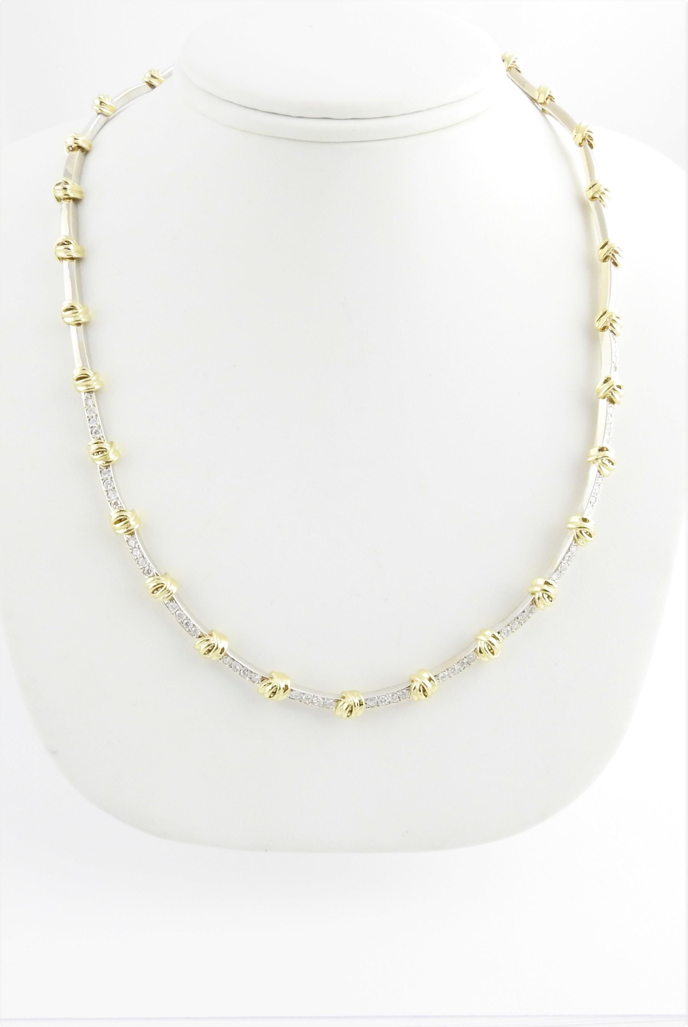 18 Karat Yellow and White Gold Diamond Necklace 4